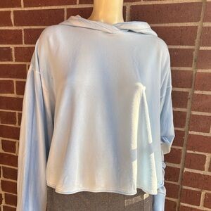 Nike Yoga Luxe Cropped Fleece Dye Hoodie Blue Plus Size 2x